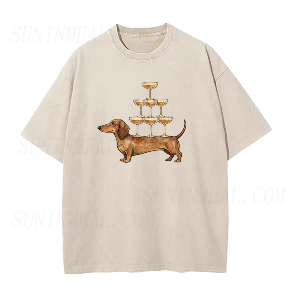 Dachshund & Champagne Tower Unisex Tee