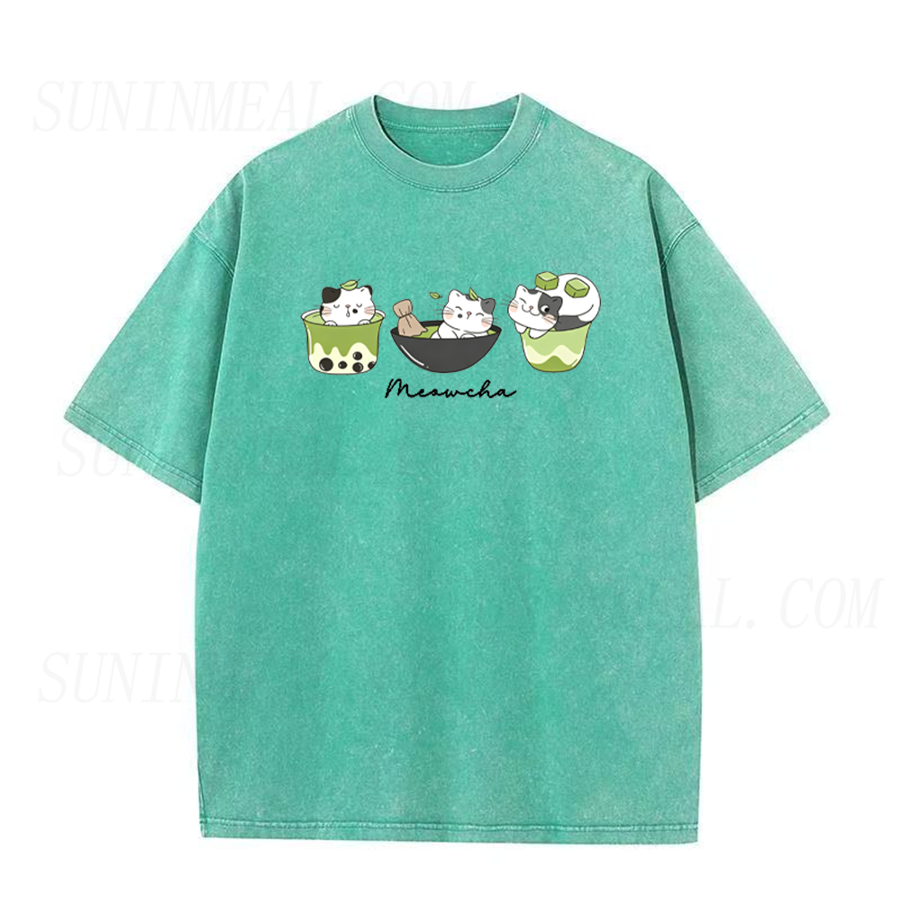 Cute Cat & Matcha Drink Unisex Tee