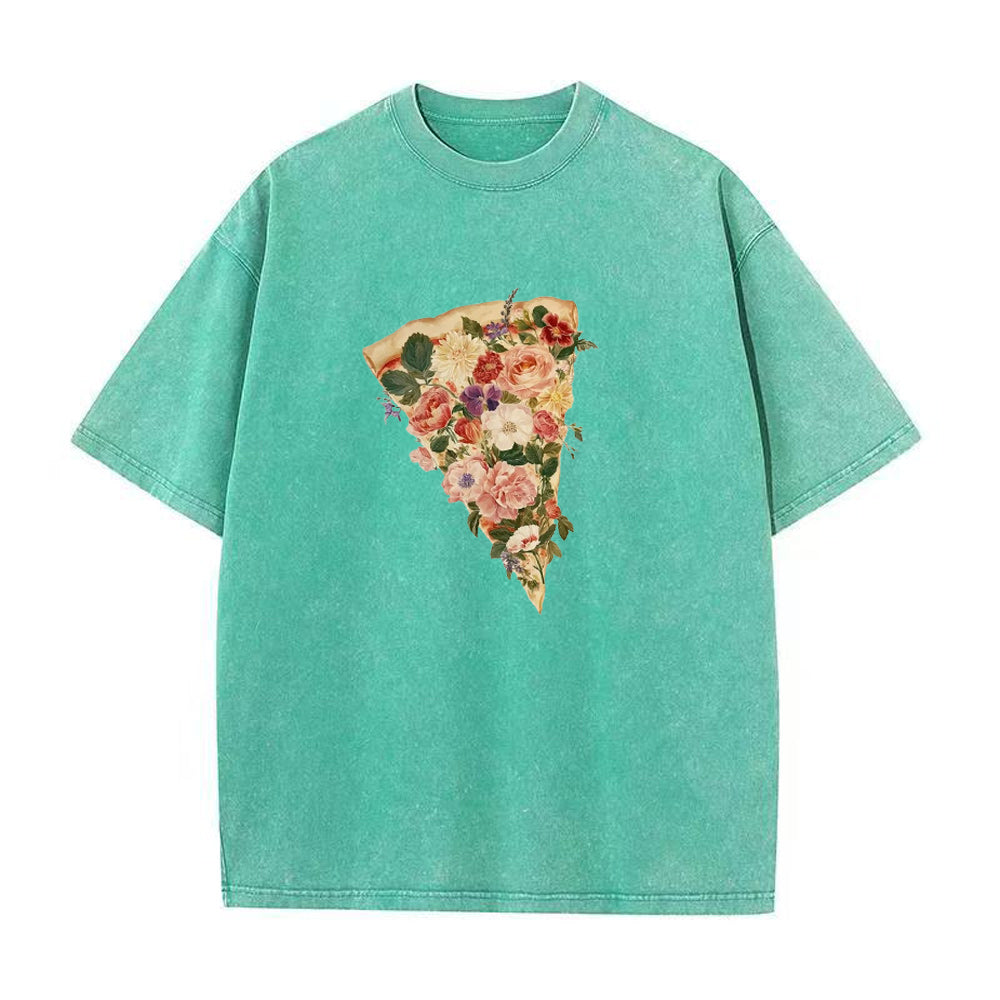 Pretty Floral Pizza Unisex Tee