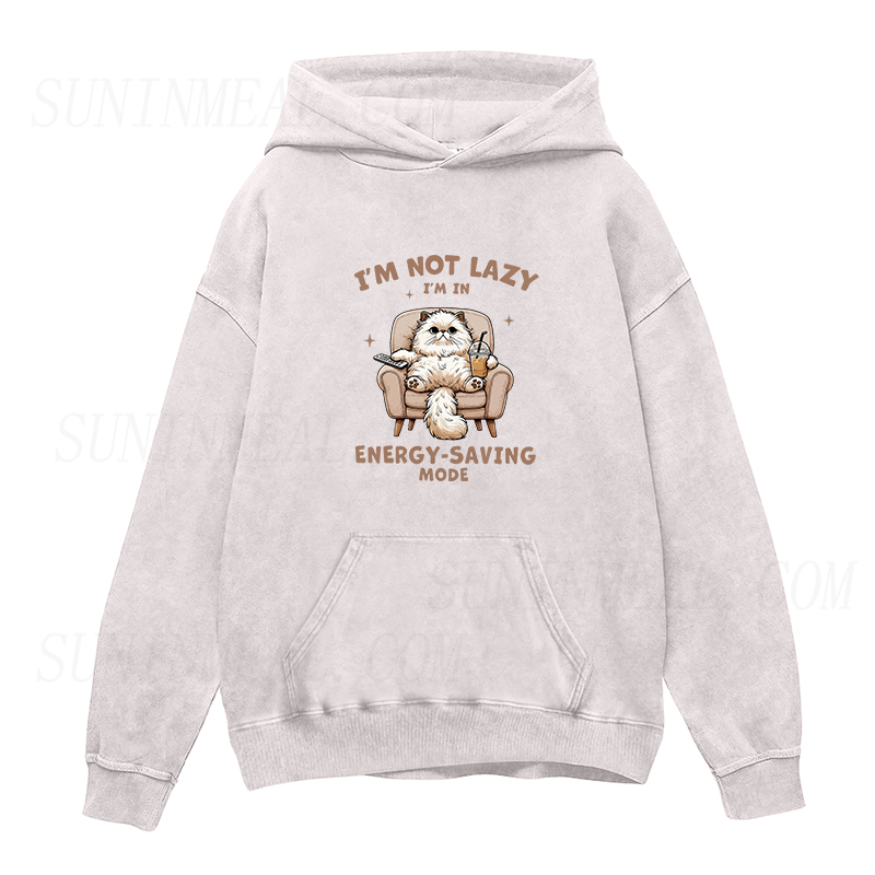 Funny Energy Saving Mode Cat Unisex Hoodie