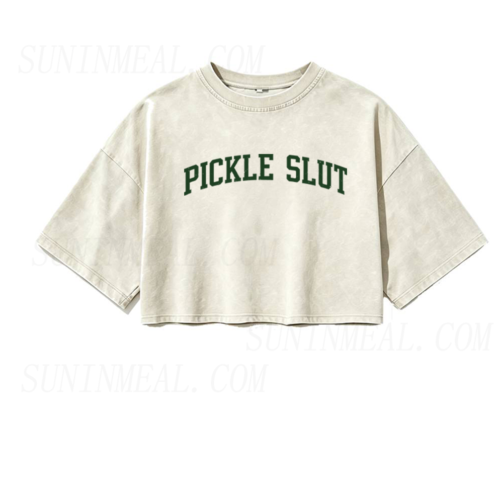 Pickle Lover Oversized Crop Tee