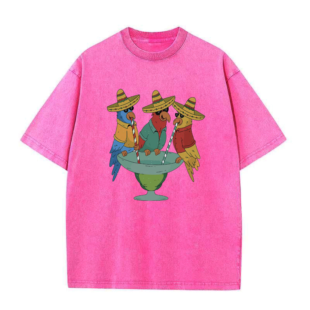Parrots Drinking Margarita Unisex Tee