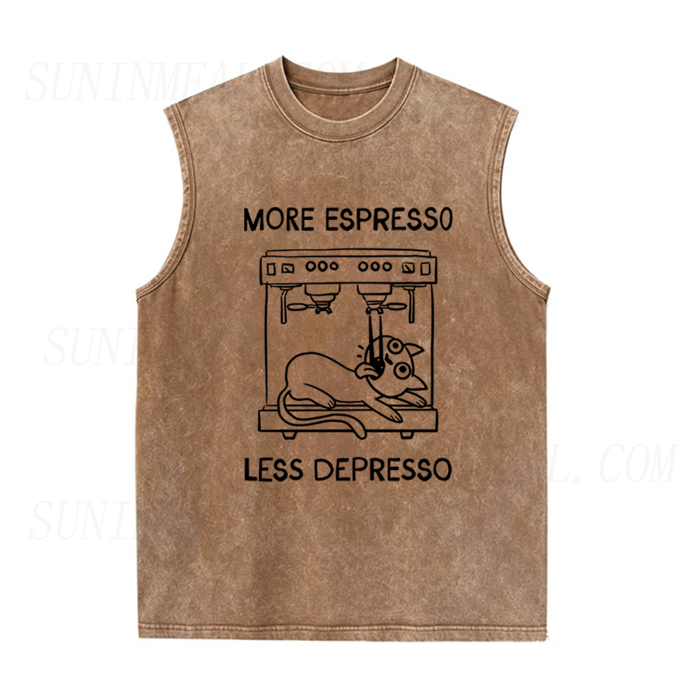 More Espresso Less Depresso Cat Coffee Unisex Tank Top