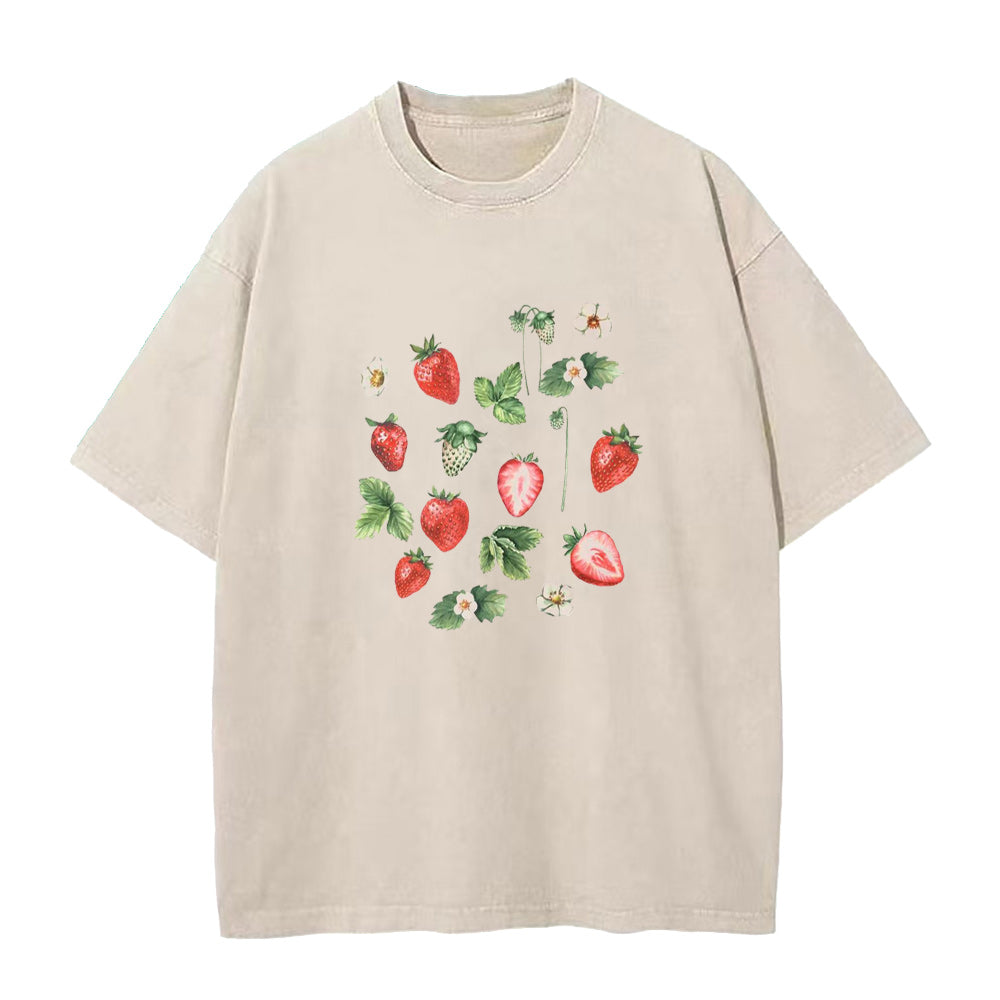 ストロベリーボタニカルユニセックスTシャツ