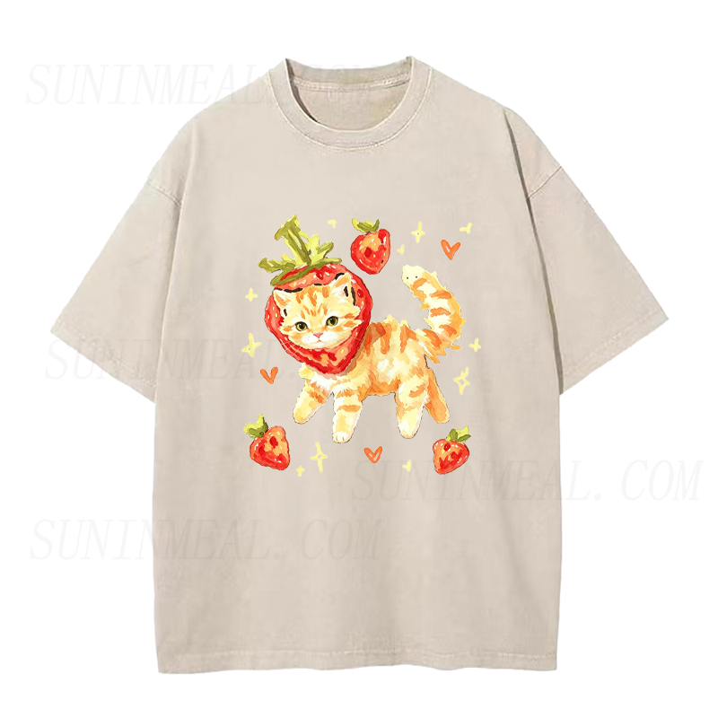 Strawberry Cat Unisex Tee