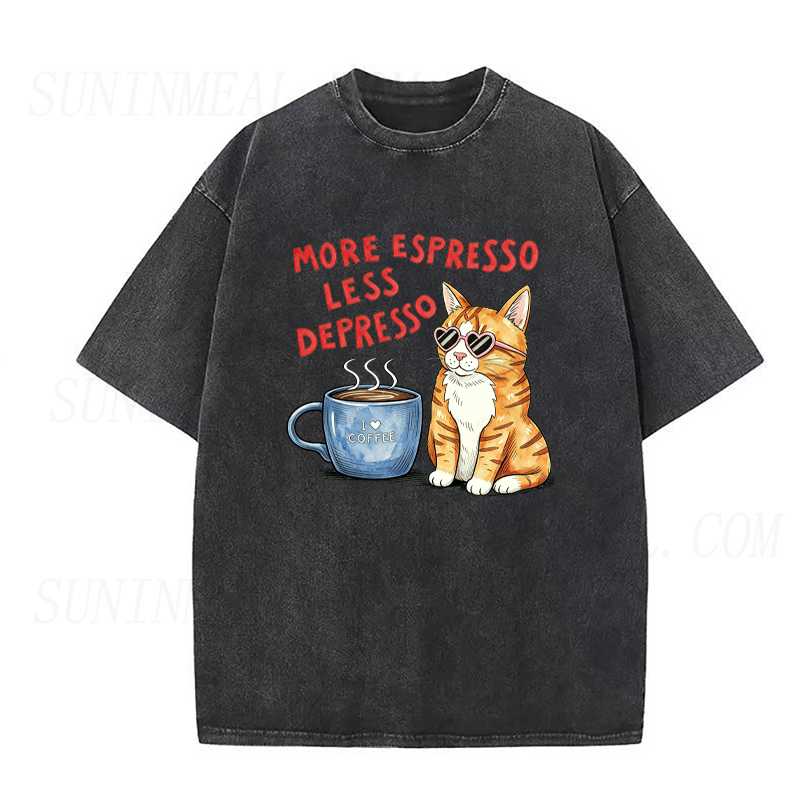 More Espresso Less Depresso Cat Unisex Tee