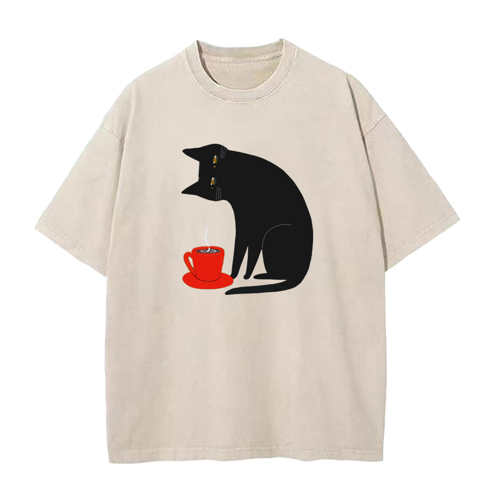Black Cat Red Cup Unisex Tee
