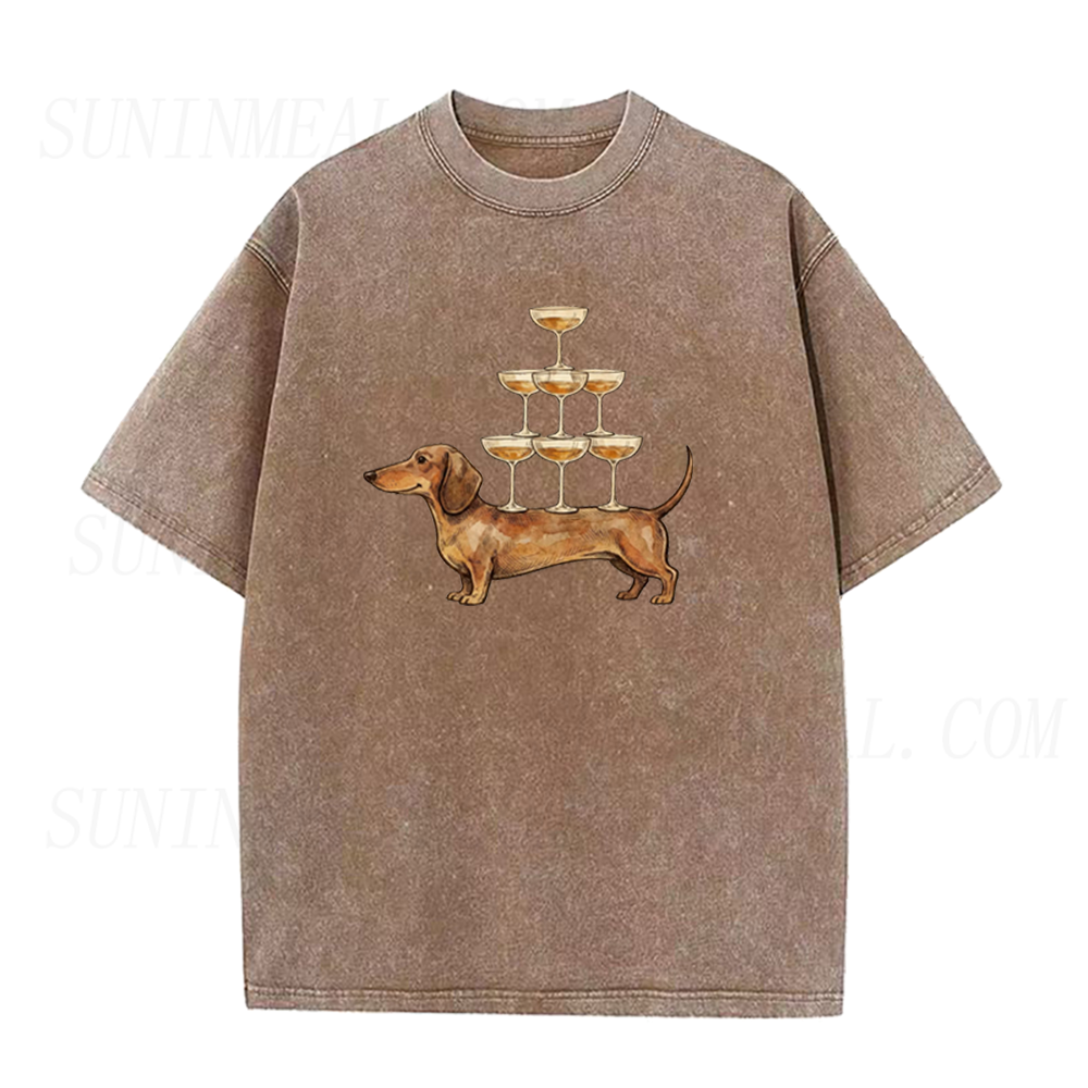 Dachshund & Champagne Tower Unisex Tee