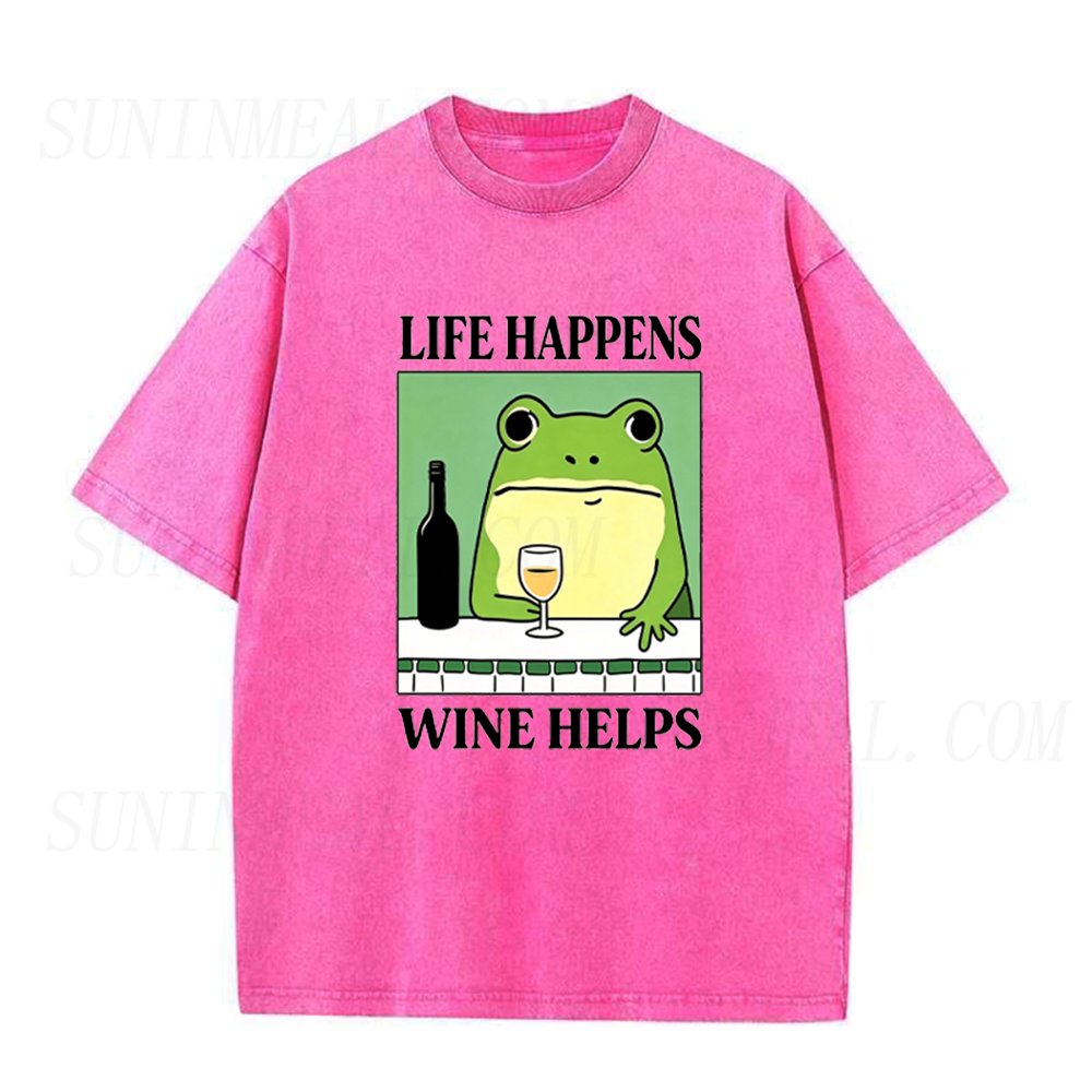 Life Happens Wine Helps Frog Unisex Tee