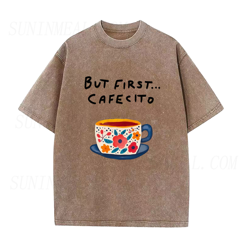 But First Cafecito Floral Coffee Cup Unisex Tee