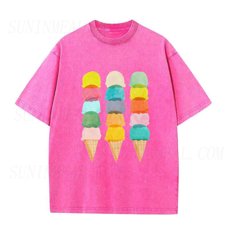 Three Rainbow Ice Creams Unisex Tee