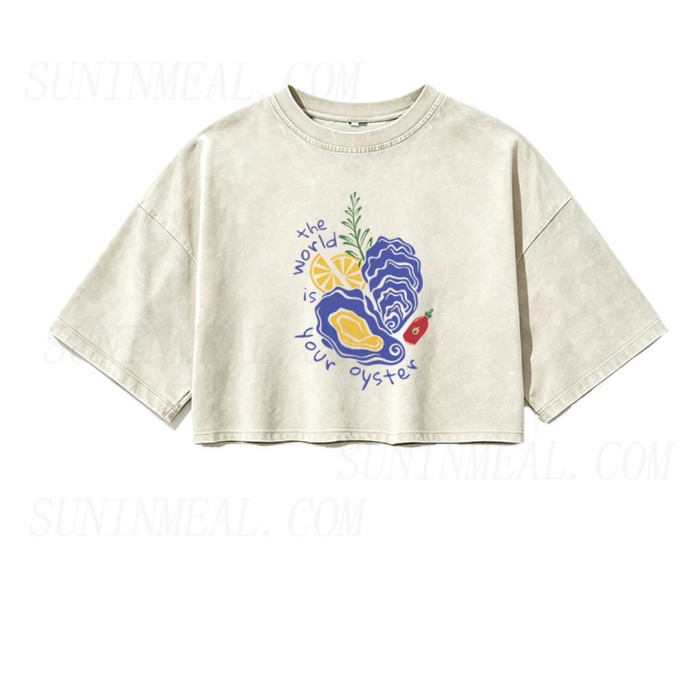 The World Is Your Oyster Oversized Crop Tee