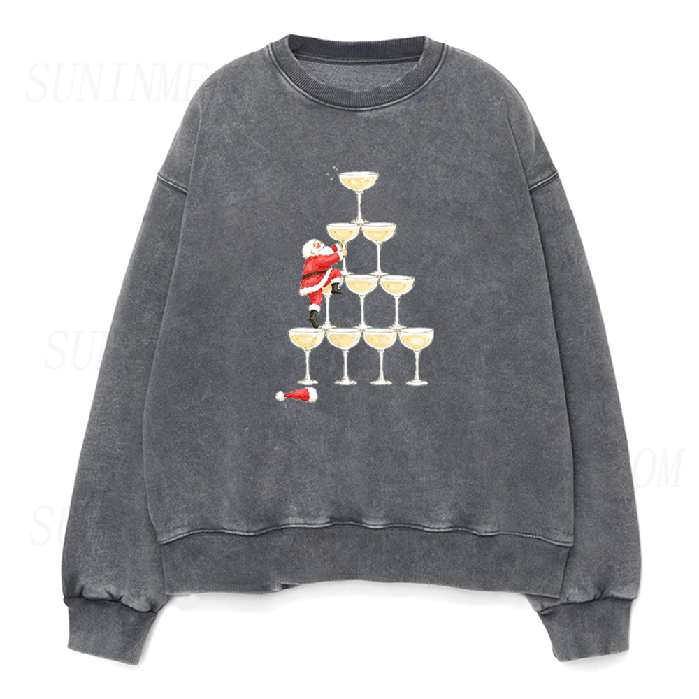 Santa Champagne Tower Unisex Crewneck Sweatshirt