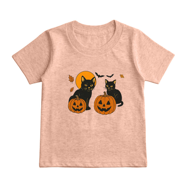 Black Cat Pumpkin Kids T-Shirt