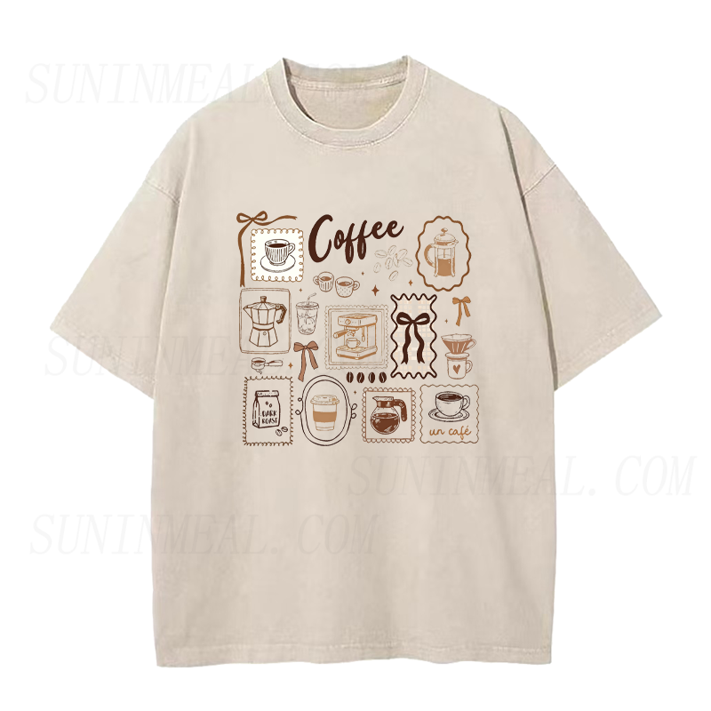 Bow & Coffee Doodles Unisex Tee