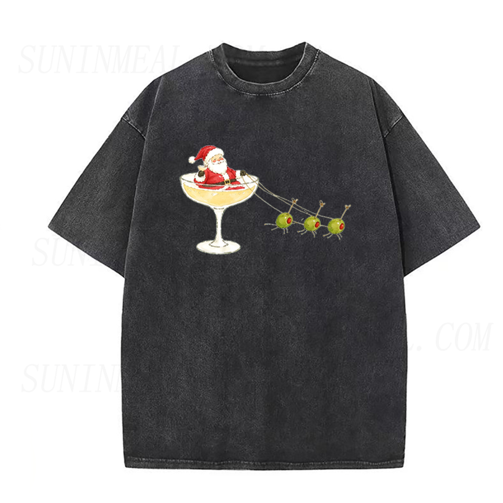 Christmas Party Santa Cocktail Olive Unisex Tee
