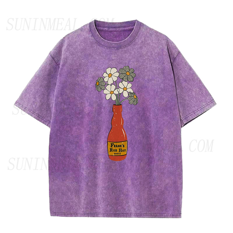 Hot Sauce Vase with Flowers Unisex Tee