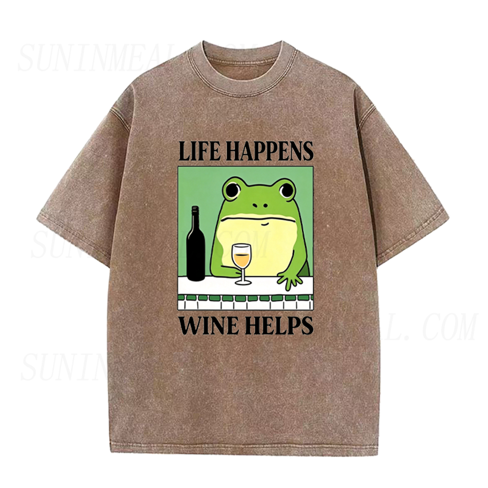 Life Happens Wine Helps Frog Unisex Tee