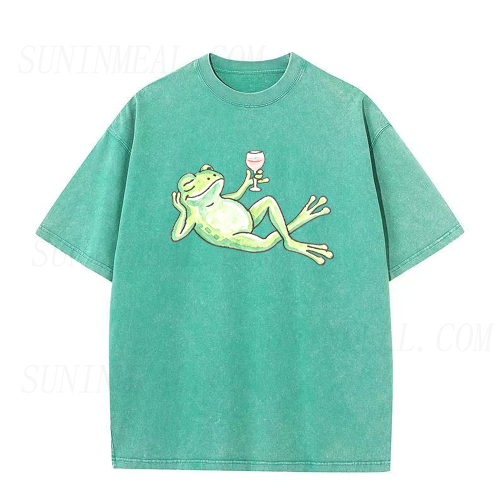 Wine Drinking Frog Unisex Tee