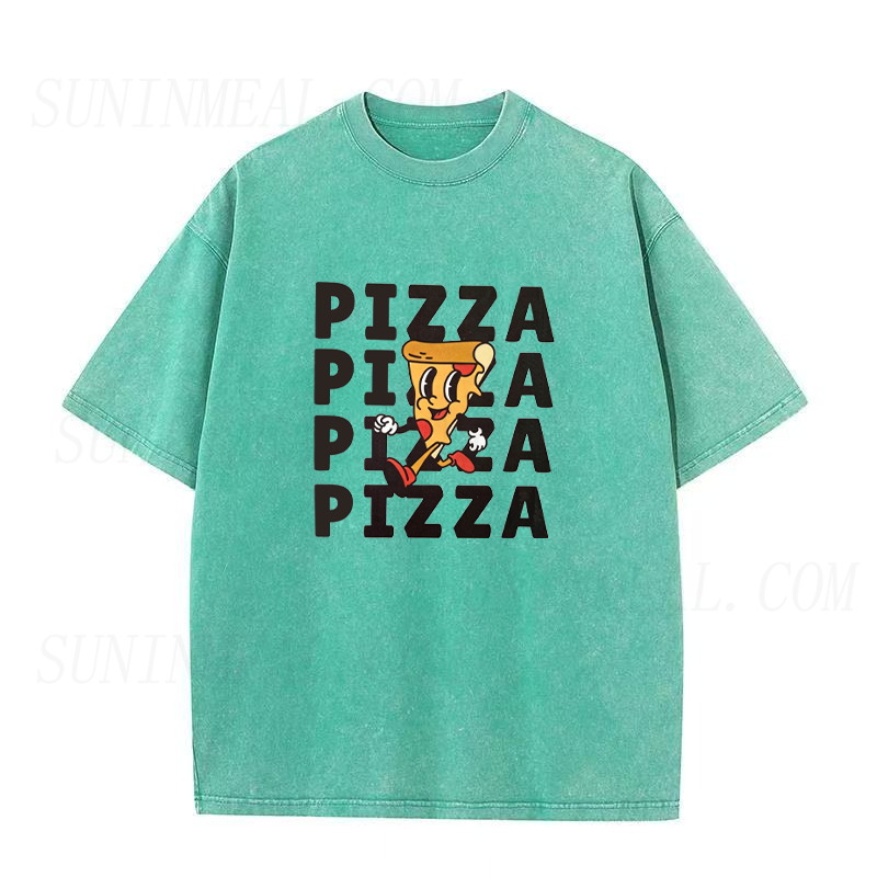 Walking Cartoon Pizza Slice Unisex Tee