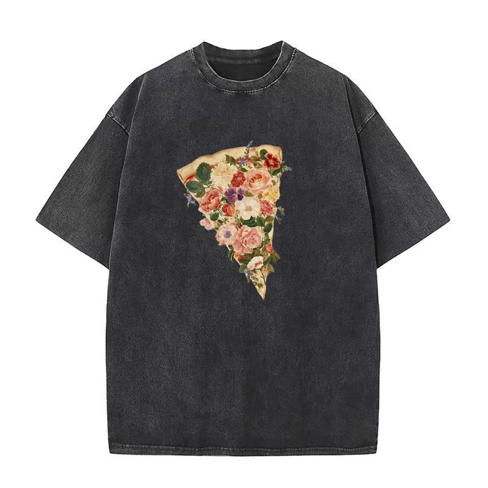 Pretty Floral Pizza Unisex Tee