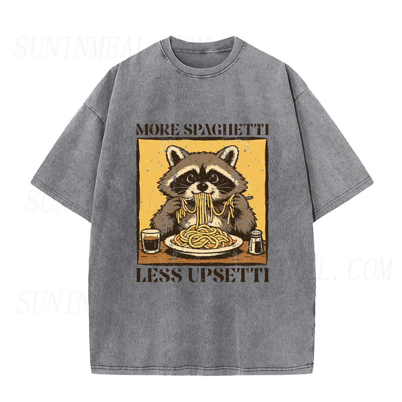 More Spaghetti Less Upsetti Raccoon Unisex Tee