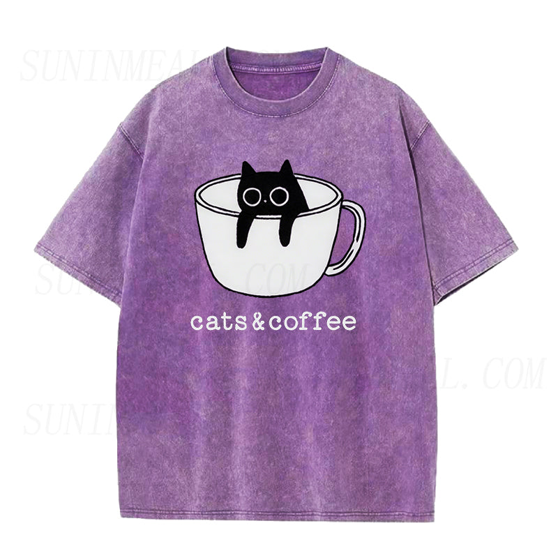 Cats And Coffee Unisex Tee