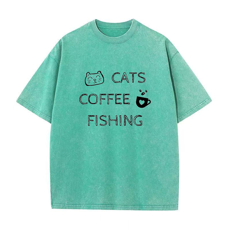 Cats Coffee Fishing Unisex Tee