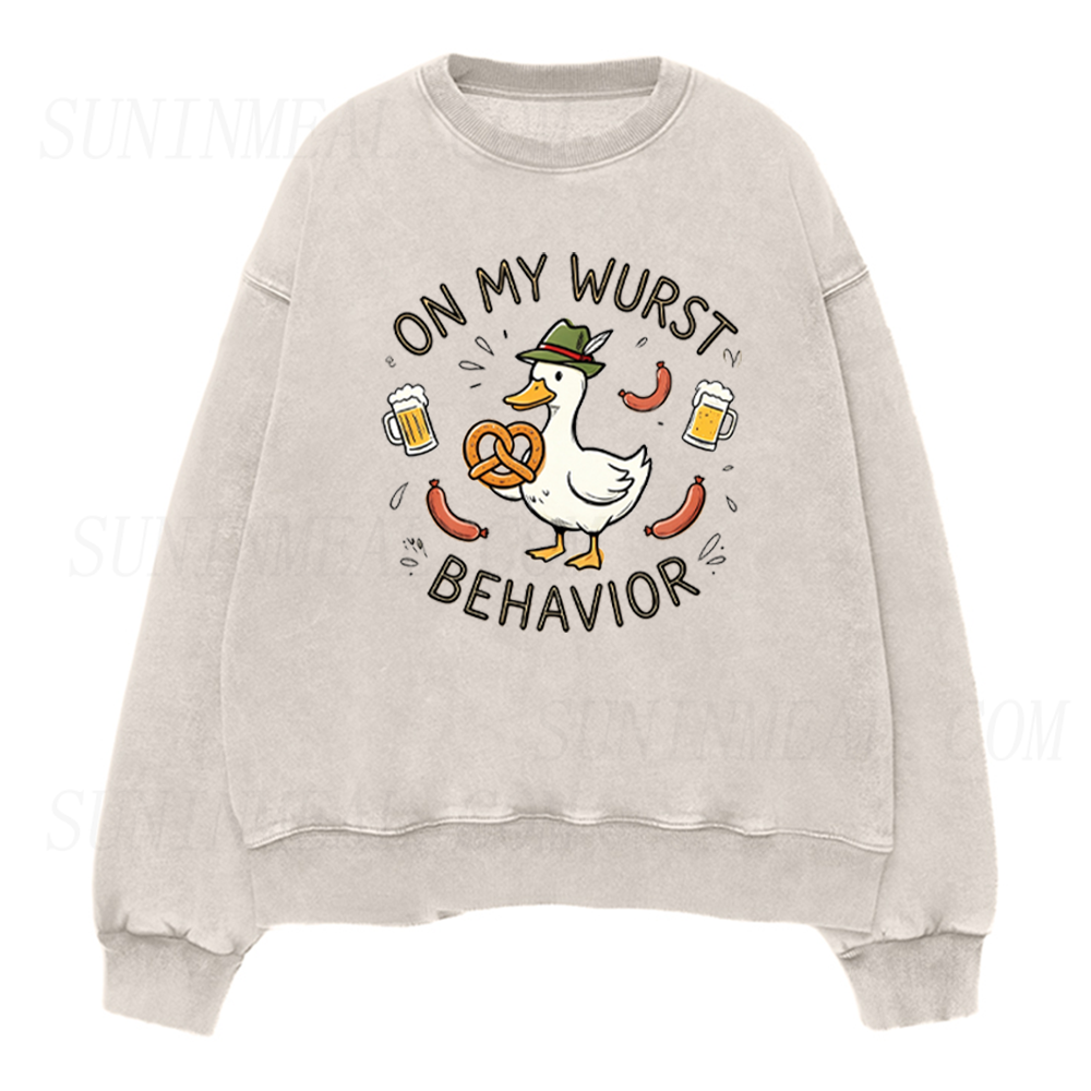 On My Wurst Behavior Goose Oktoberfest Unisex Crewneck Sweatshirt