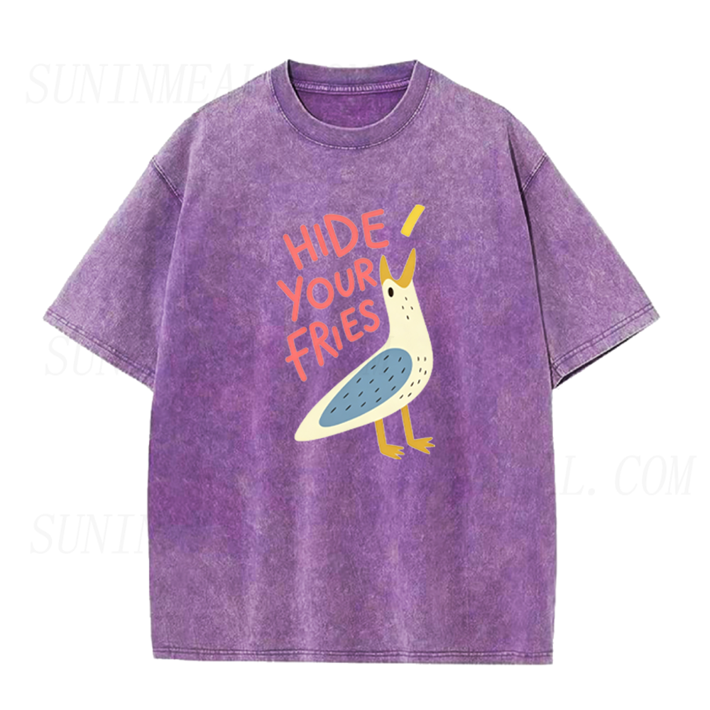 Hide Your Fries Funny Seagull Unisex Tee