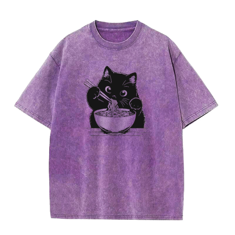 ラーメン猫ユニセックスTシャツ