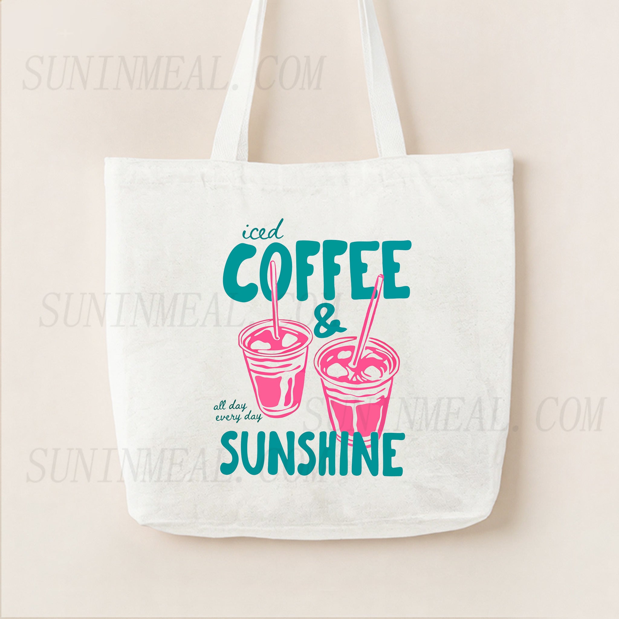Iced Coffee and Sunshine Canvas Tote Bag