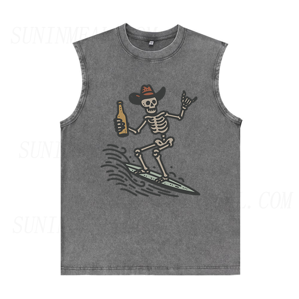 Vintage Surfer Skeleton Unisex Tank Top