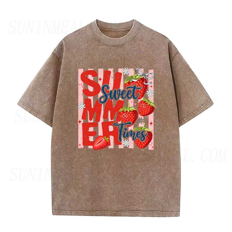 Sweet Summer Times Strawberry Graphic Unisex Tee