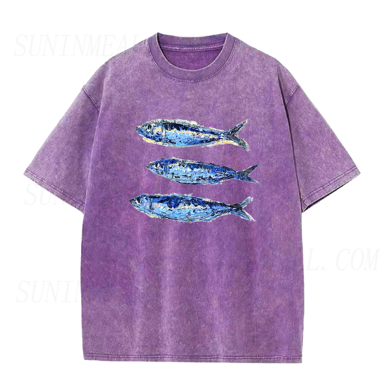 Oil Painting Style Sardines Unisex Tee