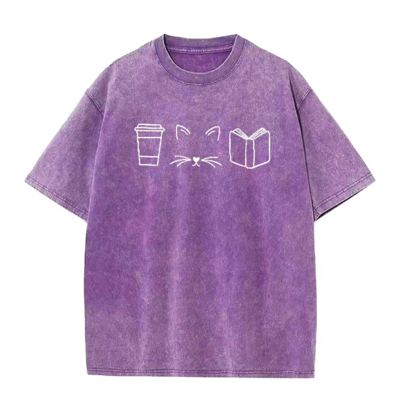 Cats Coffee Books Unisex Tee