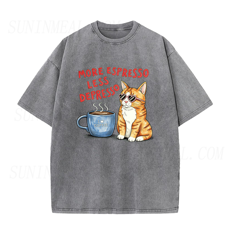 More Espresso Less Depresso Cat Unisex Tee