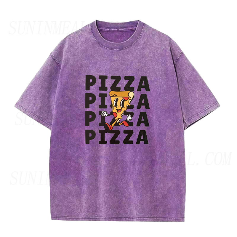 Walking Cartoon Pizza Slice Unisex Tee
