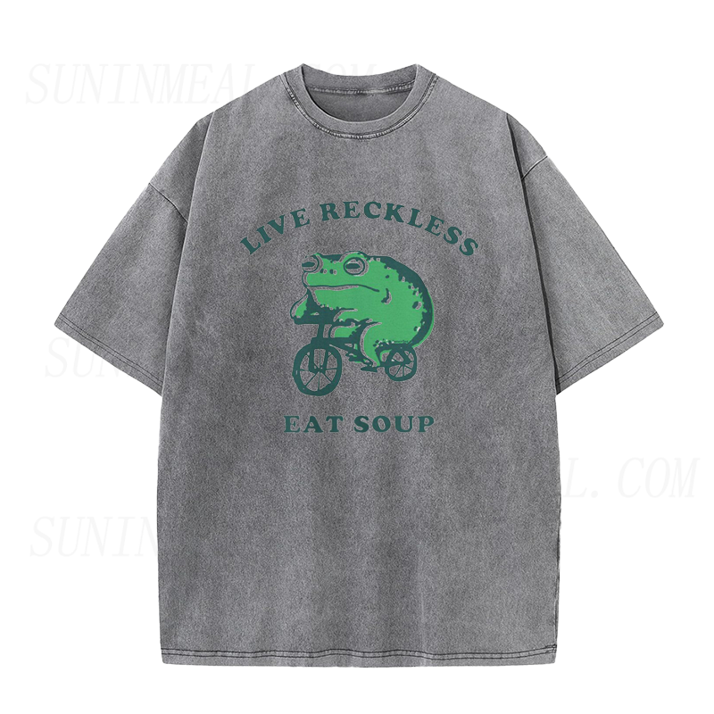 Live Reckless Eat Soup Biker Frog Unisex Tee