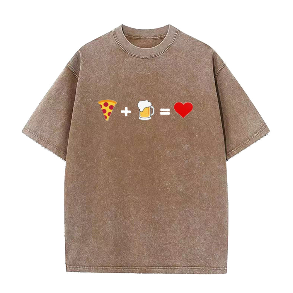 ピザとビールが大好きユニセックスTシャツ