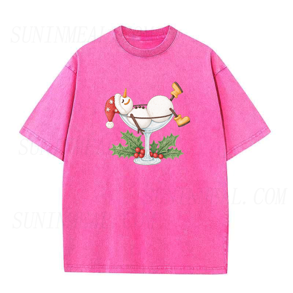 Christmas Snowman Martini Holiday Unisex Tee