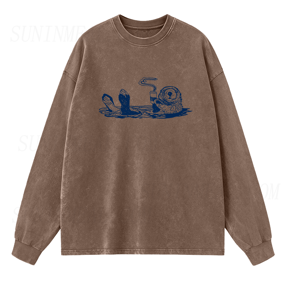 Coffee Swimming Long Sleeve Unisex Tee