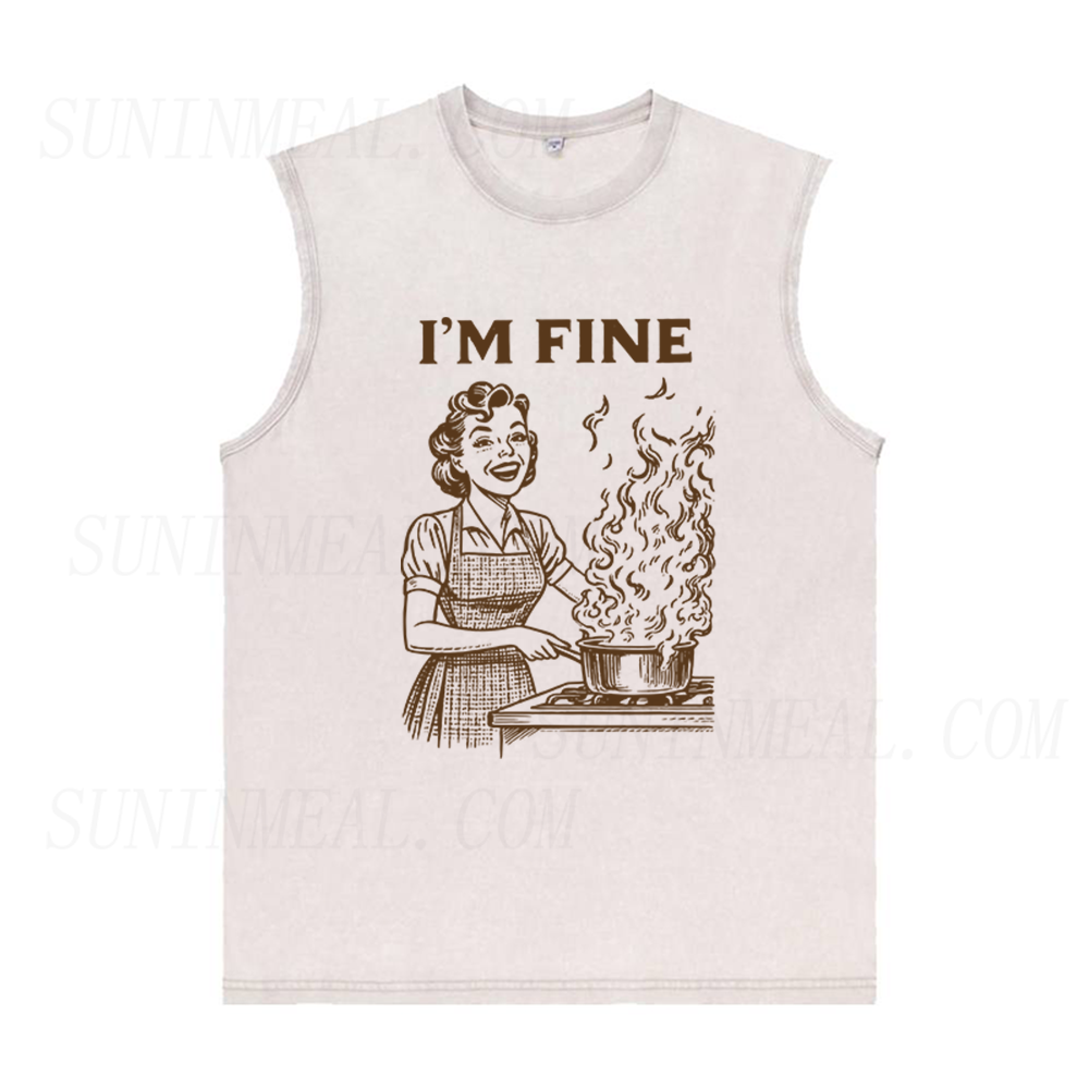 I'M FINE Cooking Unisex Tank Top