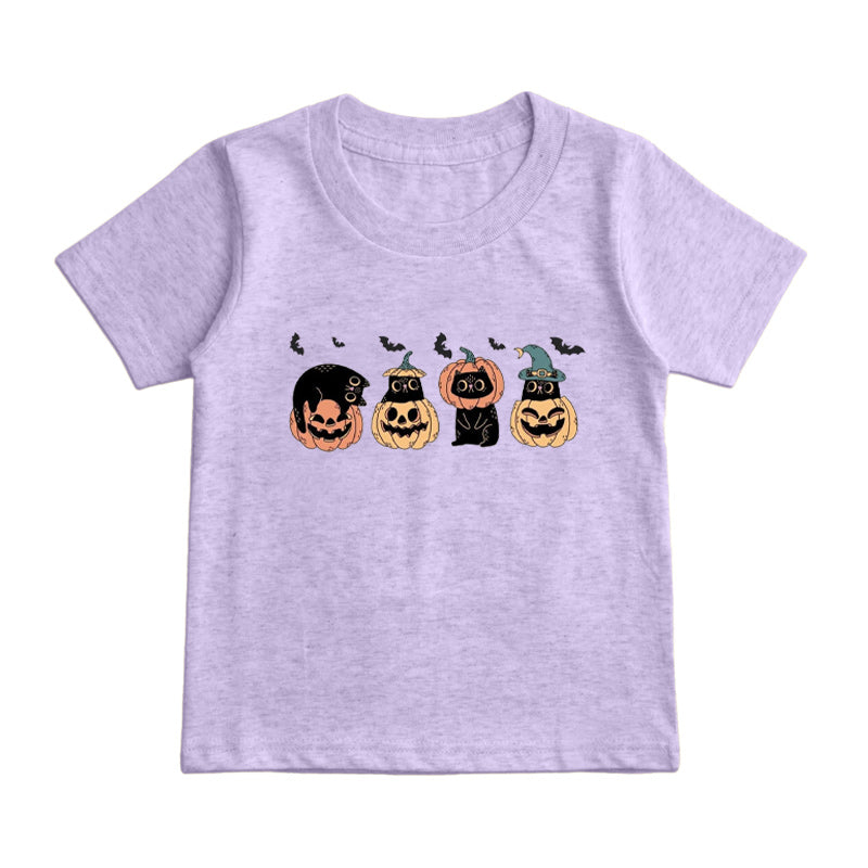 Cute Halloween Black Cats Kids T-Shirt