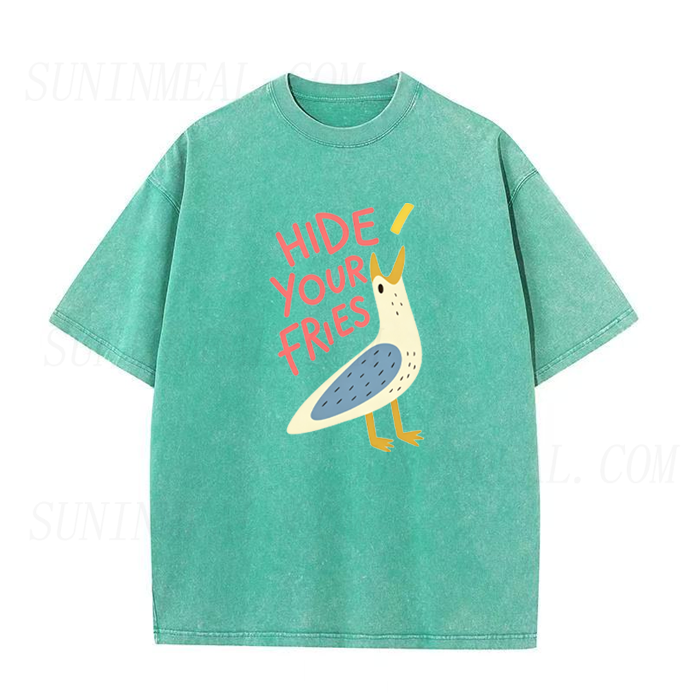 Hide Your Fries Funny Seagull Unisex Tee