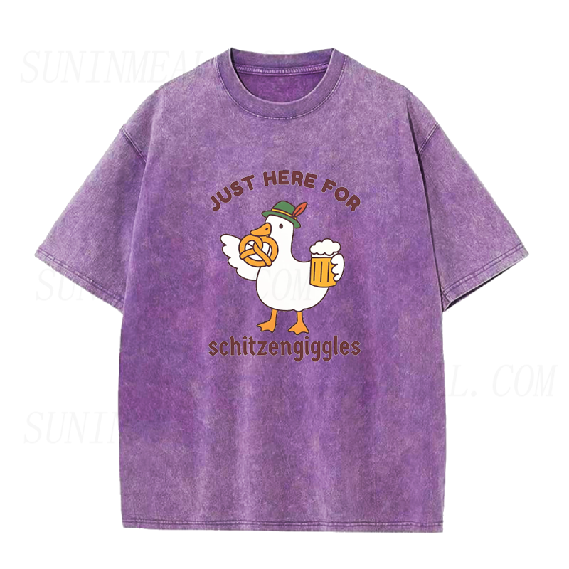 Just Here for Schitzengiggles Funny Oktoberfest Silly Goose Unisex Tee