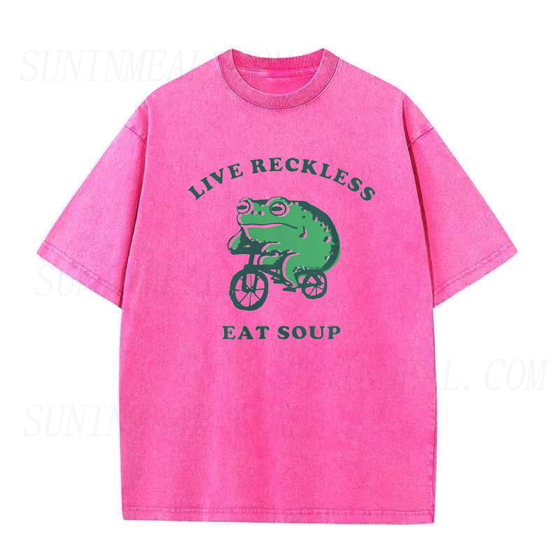 Live Reckless Eat Soup Biker Frog Unisex Tee