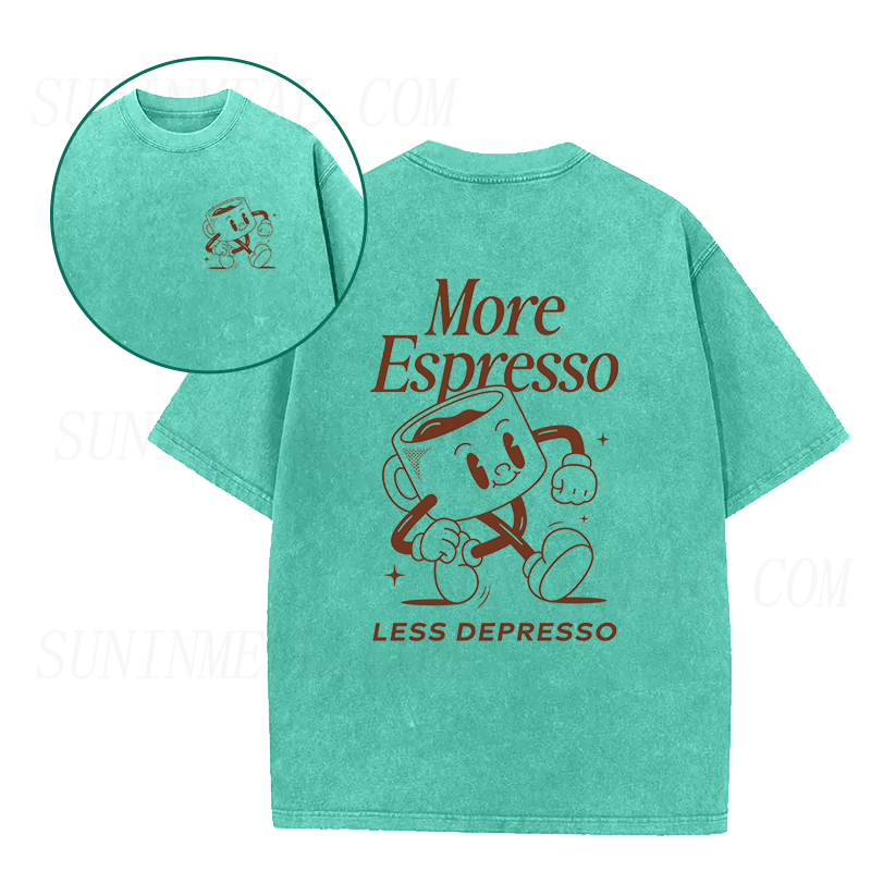 More Espresso Less Depresso Cute Coffee Unisex Tee