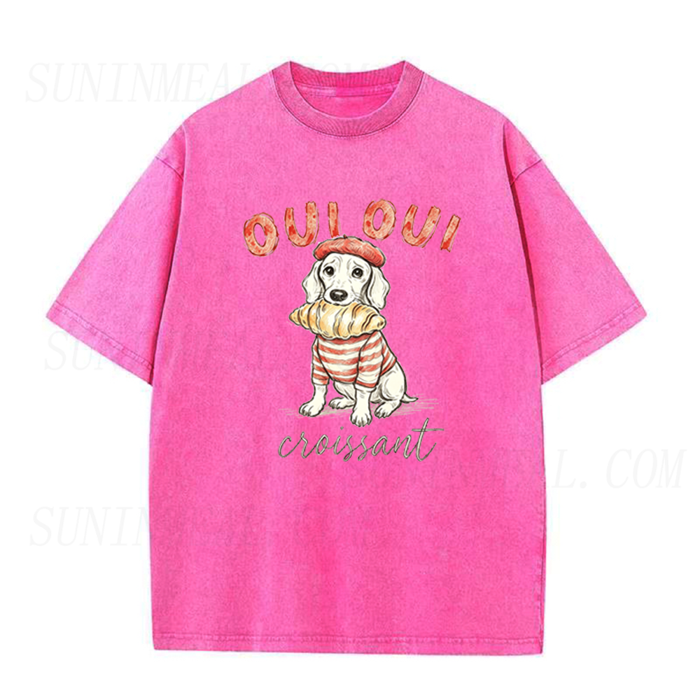 Oui Oui Dog & Croissant Unisex Tee