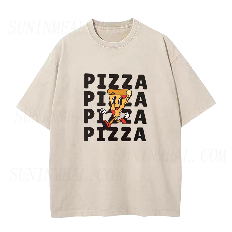 Walking Cartoon Pizza Slice Unisex Tee